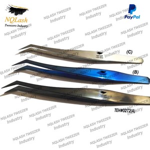 Pinces à cils BlackLash pour extensions de cils, pointe en fibre à 90 degrés avec prise diamantée, pinces à cils pour volume à 45 degrés, noires - Product Image 6