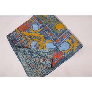 Handmade Embroidered Boho Kantha Suzani <b>Quilt</b> Vintage Cotton Floral Washable Bedspread Indian <b>Throw</b> Blanket Bedding Decor - Product Image 6