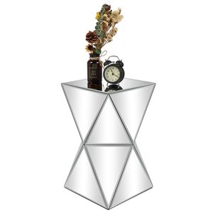 Comodino Moderno Argento con Specchio, Design Irregolare, Arredamento Camera da Letto per Casa o Appartamento, in Durevole Pannello a Densità Elevata - Product Image 3