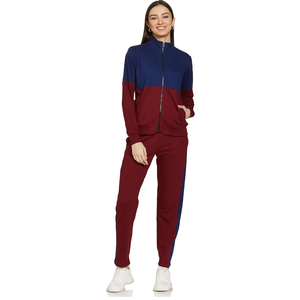 Ensemble de survêtement color block pour femme, manches longues, col montant, décontracté, avec poches latérales, taille élastique, pour l'automne - Product Image 3