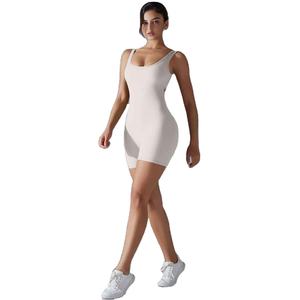 ชุดออกกำลังกายผู้หญิงทรงสลิมฟิต แขนกุด คอวีลึกด้านหน้า ด้านหลังเป็นรูปตัวยู ป้องกันแบคทีเรีย - Product Image 1