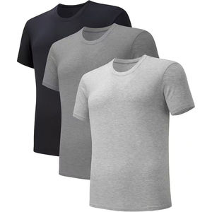 Camiseta de Bambú Personalizada para Hombre, Camiseta Interior Lisa Unisex de Bambú y Spandex, Camiseta de Bambú Lisa con Cuello Redondo para Hombre - Product Image 3