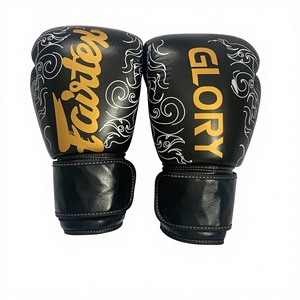 นวมชกมวย Fairtex รุ่นใหม่ล่าสุด - หนังแท้สำหรับฝึกซ้อมและต่อยมวย - อุปกรณ์มวยไทยสีดำ ขนาด 10 ออนซ์ ถึง 18 ออนซ์ - Product Image 1