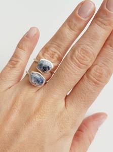 Top Grade Raw Sapphire <b>Silver</b> <b>Stacking</b> <b>Ring</b> Rough Gemstone Dainty Boho Raw Mineral September Birthstone Virgo and Libra - Product Image 3