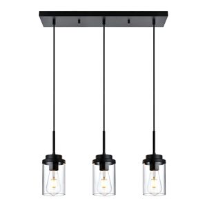Lampadario Lineare a 3 Luci per Cucina, Finitura Nero Opaco/Nichel Spazzolato, Illuminazione per Isola Cucina e Sala da Pranzo - Product Image 1