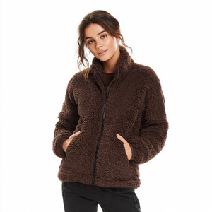 เสื้อแจ็คเก็ตเชอร์ปาขนนุ่มสำหรับฤดูหนาวแบบมีกระเป๋าสำหรับผู้หญิง ซิป คอปกพับได้ เสื้อแจ็คเก็ตขนเชอร์ปาแฟชั่น เสื้อโค้ทขนเชอร์ปาสำหรับสุภาพสตรี - Product Image 5