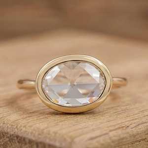 Anillo de Eternidad de Diamantes Cultivados en Laboratorio, Corte Rosa, Ovalado, Oro Sólido de 14K, Certificado IGI, de Lujo, para Mujer, al Por Mayor - Product Image 1