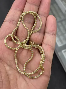 Collar de Cadena de Serpiente Chapado en Oro Real de 18K para Hombre con Circonita Cúbica Engastada en Canal, Joyería Hiphop - Product Image 2