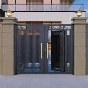 מערכת שער אוטומטית לוילה מודרנית יוקרתית לחצר קדמית ולגינה, ספק שער גדר חיצוני מסגסוגת אלומיניום - Product Image 2