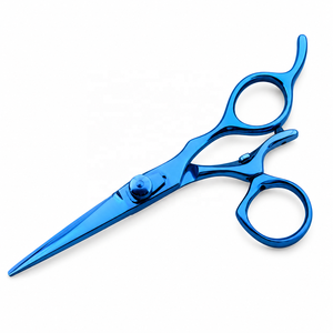 Ciseaux de coiffure professionnels en acier inoxydable bleu plasma de 6 pouces avec anneau pivotant et logo personnalisé pour barbier et salon de coiffure - Product Image 1