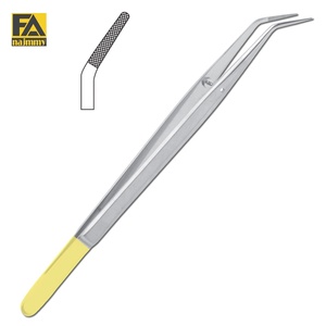 Pinces chirurgicales pour tissus TC6 à pointe courbée en acier inoxydable, instrument manuel certifié CE Classe I pour interventions chirurgicales - Product Image 1