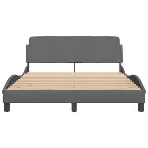 Estructura de Cama Metálica 100% Poliéster en Gris Oscuro Tapizada con Madera Contrachapada de Pino Sólido, Duradera y Elegante - Product Image 4