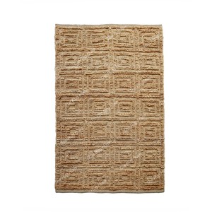 Newest Jute Bath Rug Rectangle Hand Tufted Non Slip Rubber Backing Modern Style Low Pile Spot Clean Bathroom Use - Product Image 2