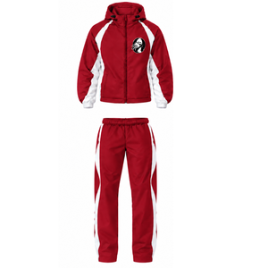 Red White Hooded Tracksuit Set Full Zip <b>Jacket</b> <b>Straight</b> Leg Pants Custom Athletic Training Sportswear Two Piece Team Uniform - Product Image 1