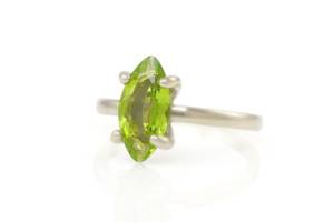 Nuevo Anillo Hecho a Mano con Piedra Preciosa de Peridoto Natural 100% Facetada en Corte Marquesa, Plata de Ley 925 100% Pura, Chapado en Oro Rosa, Joyería Fina - Product Image 3