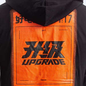 Sudadera con Capucha Negra para Hombre con Estampado Naranja 017, Corte Ajustado, Informal, de Algodón Tejido, Manga Larga, con Bolsillos, para Otoño - Product Image 5
