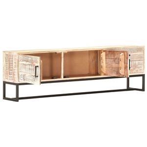 Mueble para TV de madera maciza de acacia blanca y acero con recubrimiento en polvo, elegante soporte para TV - Product Image 2