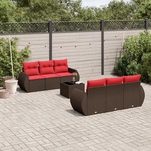 Divano da 7 pezzi in Poly Rattan marrone con cuscini eleganti mobili da esterno - Product Image 1