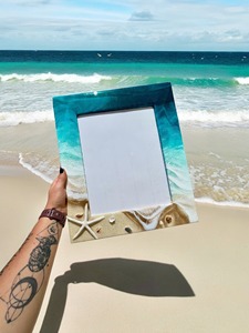 Handcrafted UV Printed Ocean Wave <b>Acrylic</b> Photo <b>Frame</b> with Beach Theme Starfish and Seashell From REHMAN CRAFT - Product Image 3