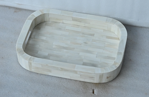 Bandeja Decorativa con Incrustaciones de Hueso, Forma Personalizada, con Asas Integradas, Artesanal, Apta para Microondas, Diseño Art Deco, Plato para Servir - Product Image 6