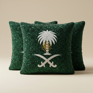 Housse de coussin carrée de luxe faite à la main avec broderie florale perlée et motif imprimé pour canapé et décoration intérieure - Product Image 5