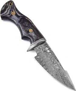 Couteaux de chasse en acier Damas faits main de qualité supérieure avec manche en bois, finition polie, qualité industrielle, couteau de camping en plein air - Product Image 1