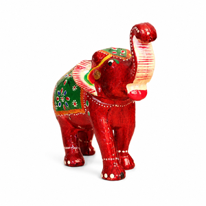 Figurine d'éléphant en bois artisanale, peinte à la main, style Art Déco, statue pour la maison ou le bureau, décoration de table de mariage faite à la main - Product Image 1
