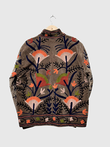 Veste en velours brodée bohème à manches longues, col mandarin, motif floral, grande taille, vêtements d'automne pour femmes - Product Image 3