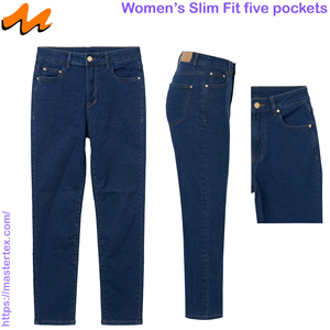 Pantalon pour femme, coupe slim, respirant, en denim, toutes saisons, tissu coton, poly, élasthanne, confectionné en 9,47 oz, coupe droite - Product Image 1