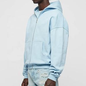 Buena Calidad en blanco Hombres Zip Up Sudadera con capucha Logotipo personalizado Liso Oversize Cremallera Color sólido Sudaderas con capucha para hombres y mujeres - Product Image 2
