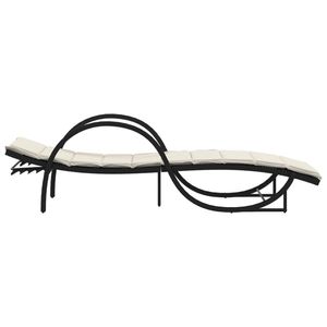 Grand transat en rotin PE noir et blanc crème avec structure en acier thermolaqué, mobilier d'extérieur de haute qualité - Product Image 5