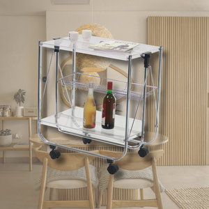 Chariot de nourriture pliable en tube ovale personnalisé OEM avec panneau acrylique - Product Image 1