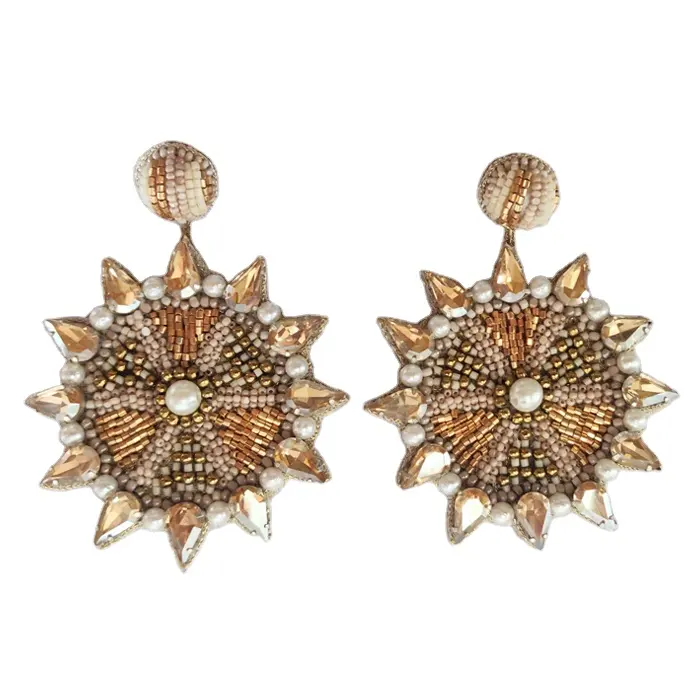 Hot Selling Formal Wear Custom Size Handmade Women's Fashion Jewelry Topaz Beads & Drops Made Chakra Shape Earrings