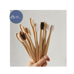 Brosse à dents en bambou Blue Lotus, poils doux au charbon de bois, manche biodégradable, taille standard, usage domestique pour adultes - Product Image 2