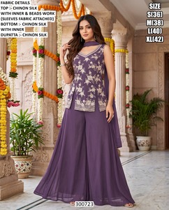 Conjunto de Palazzo Largo con Top de Seda Bordado con Cuentas para Mujer, Estilo Salsa, Ropa Tradicional para Bodas, Corte Holgado, para Todas las Temporadas - Product Image 5
