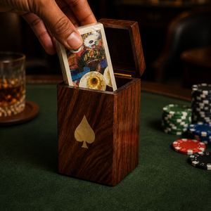 Premium Indian Rosewood Single Deck <b>Card</b> Box | Handmade Wooden Playing <b>Cards</b> Storage Case for Poker Casino Gift Use Organizer - Product Image 2