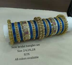 Luxury High Quality Tungsten <b>Gold</b> Plated Multi Color Traditional <b>Bangles</b> <b>Set</b> Women's Indian Bridal Engagement Wedding Party Gift - Product Image 1
