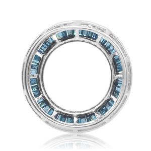 JEWELSPAARK Collar con Colgante Circular de Diamantes Naturales Blancos y Azules de 1.13 Cttw para Mujer, Plata de Ley 925 con Baño de Rodio, para Boda, 18 Quilates - Product Image 2