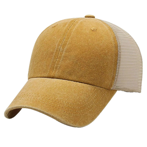 Mens 6 Panel Cotton Trucker Hat Polyester Mesh Back Cap Custom Logo Curved Brim Adjustable Breathable Casual Cap - Product Image 4