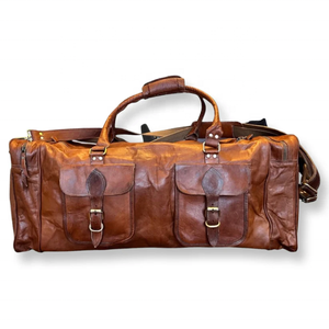 Sacs de voyage vintage en cuir de chèvre véritable, sacs à bagages pour hommes et femmes, faits à la main, sacs de voyage élégants et artisanaux - Product Image 2