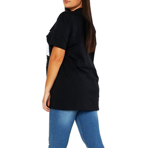 Women's Black Short Sleeve Crew Neck <b>T</b>-<b>Shirt</b> With <b>Tupac</b> Printed Design Hip Hop Style Loose Fit 100% Cotton Jersey Fabric - Product Image 2