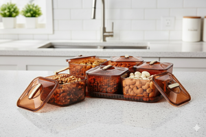 Recipientes Modernos Rectangulares para Almacenamiento de Alimentos con Tapas Herméticas, Apilables, para Uso en la Cocina, Material PP - Product Image 4