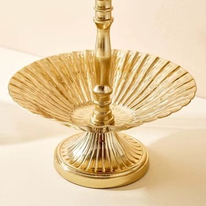Industry Trending Two Tiered Gold Plated Serving Tray Set Round Glam <b>Decorative</b> Stand with Handle for Wedding Display - Product Image 3