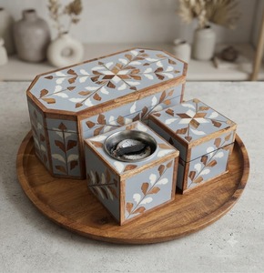 Juego de quemador de incienso Bakhoor con incrustaciones de hueso de madera, caja para incienso Mubkhar, bandeja de aromaterapia, decoración religiosa - Product Image 1