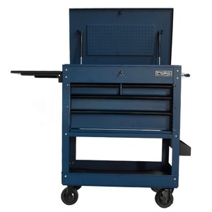 Wholesale OEM 84cm 4 Drawer Heavy Duty <b>Rolling</b> Utility Cart Matte Blue Powder Coated Steel for Workshop Garage Industrial Use - Product Image 6