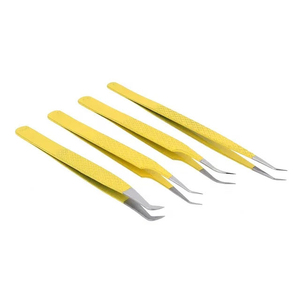 Pince à cils jaune pour extensions de cils, logo personnalisé, pointes brillantes en plasma avec revêtement en poudre et aimant - Product Image 4