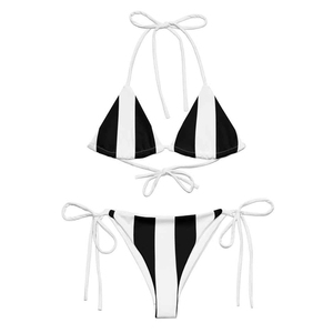 Ensemble de bikini dos nu à carreaux rouges et blancs pour femme, maillot de bain deux pièces à nouer sur les côtés en Spandex extensible et polyester, collection 2026 - Product Image 3
