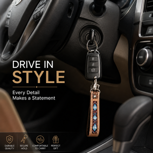 Porte-clés en cuir fait main avec dragonne perlée et clip métallique – Style bohème, durable, boucle de transport, accessoire cadeau rustique - Product Image 3