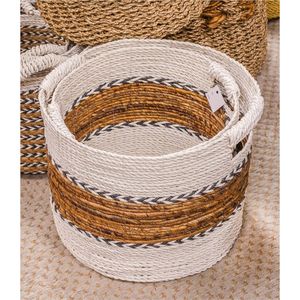 Modern Decorative Woven <b>Basket</b> For Laundry Living Room <b>Storage</b> Ombre Pattern Natural Jute Material Sturdy Handles Hotel Decor - Product Image 6