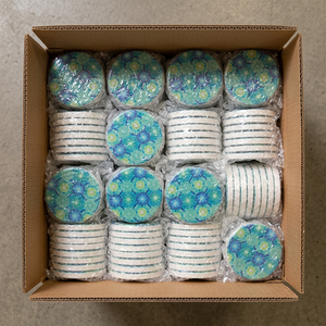 Juego de Posavasos Redondos de Mármol Hechos a Mano, Personalizados al por Mayor, con Estampado Floral Mandala en Azul y Verde Azulado, Posavasos de Piedra Natural para el Hogar - Product Image 3